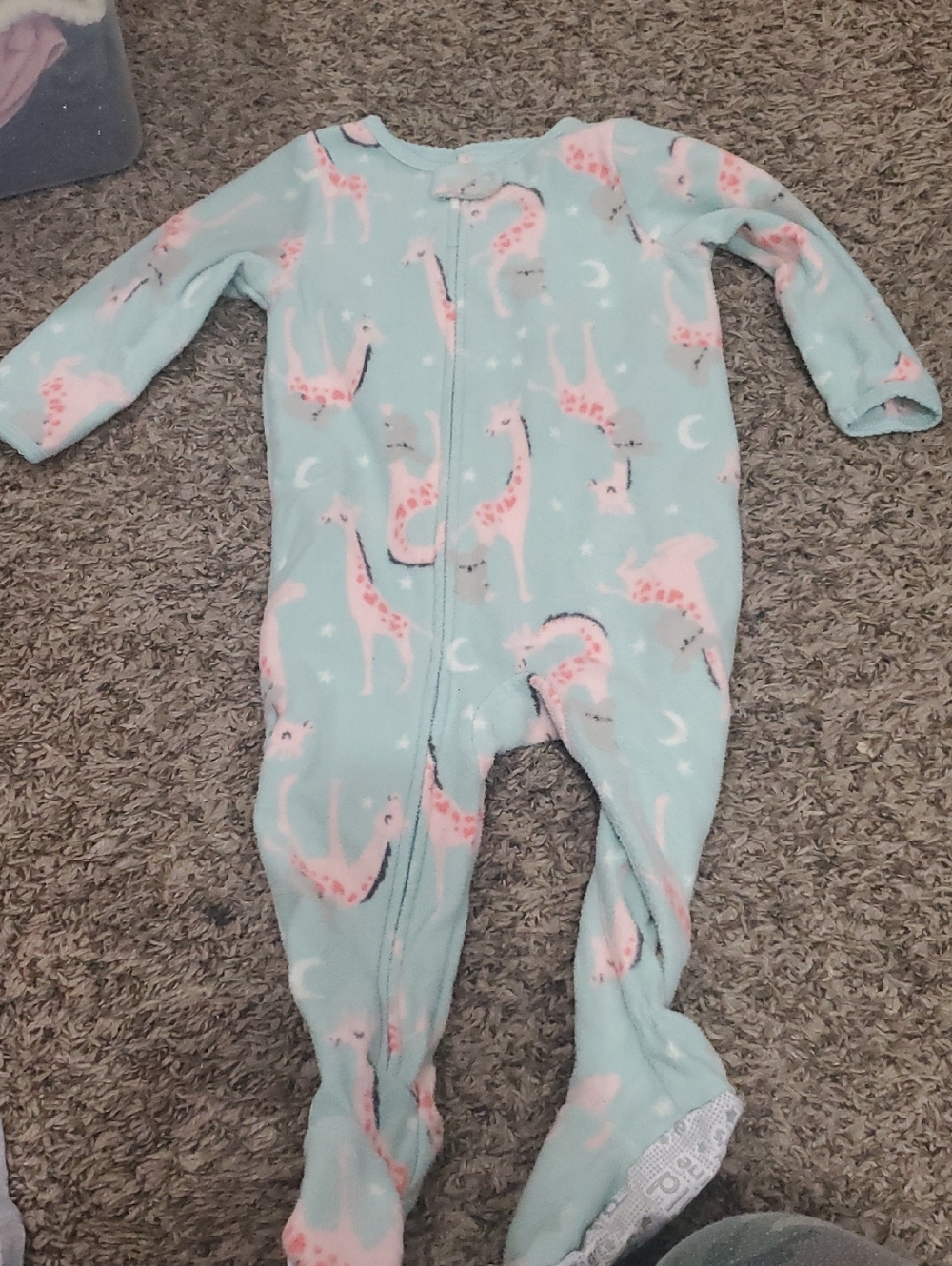Carter's Light Blue Fleece Giraffe Print Footie